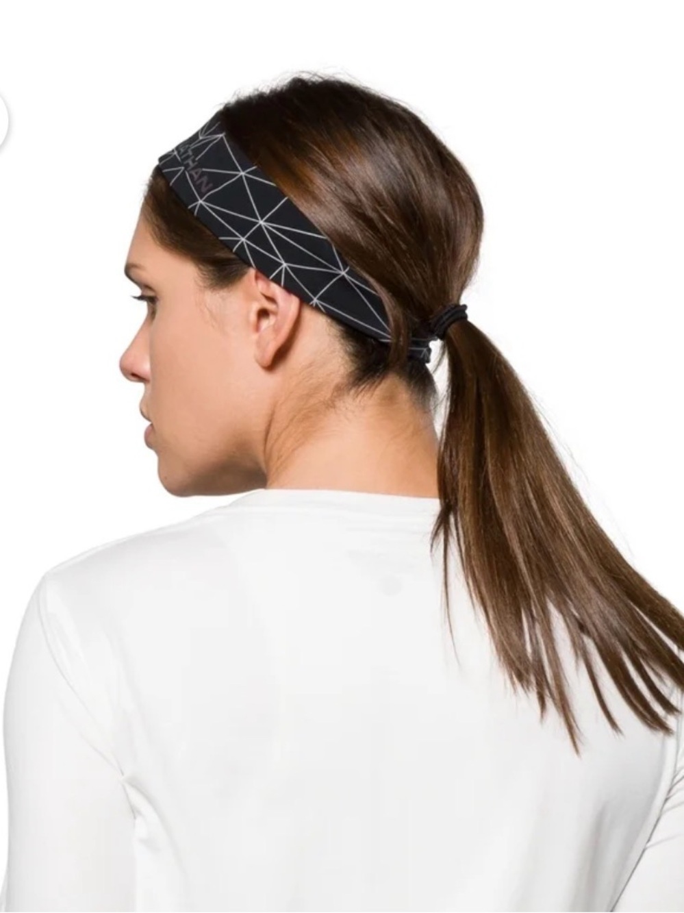 Black Geometric Reflective Performance Headband for Sports